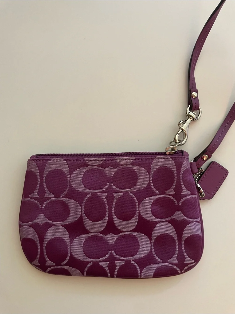 Coach Purple Signature Jacquard Wristlet